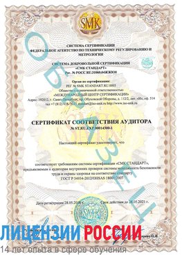 Образец сертификата соответствия аудитора №ST.RU.EXP.00014300-1 Самара Сертификат OHSAS 18001